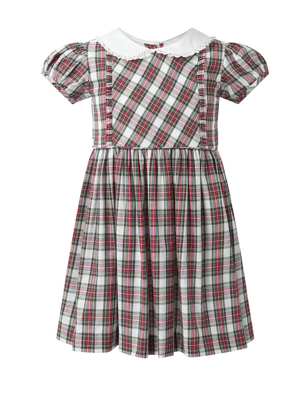Rachel Riley Girls' Ivory Tartan Frill Front Dress size 10